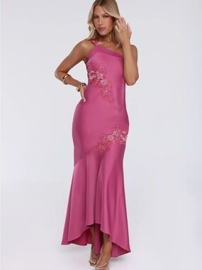 Hello Molly Satin One-Shoulder Gown - Pink